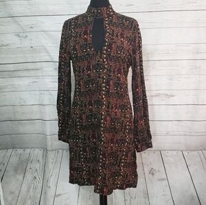 Earthbound Abstract Print High Neck Dress